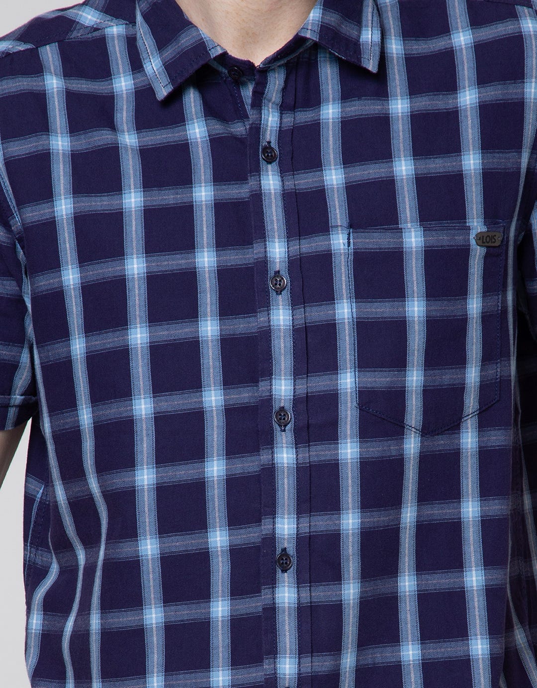 Lois Check Short Sleeve Kemeja Pria
