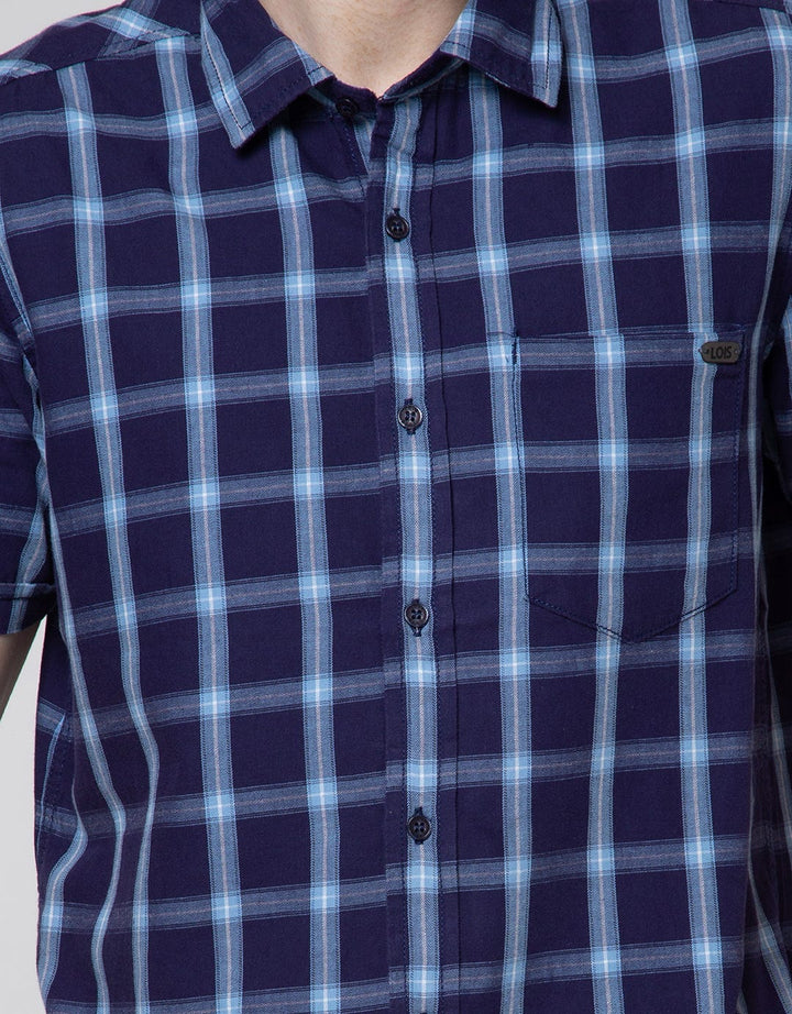 Lois Check Short Sleeve Kemeja Pria