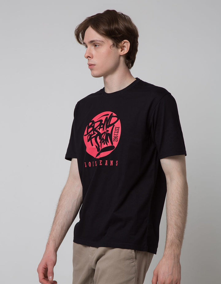 Lois Printed Logo Basic Kaos Pria