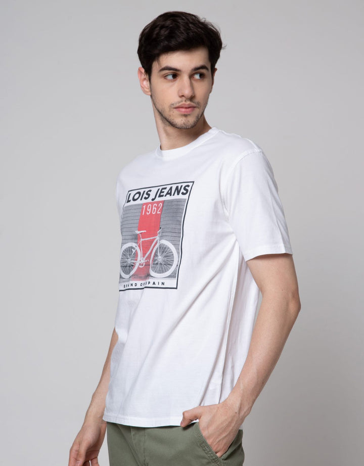 Lois Logo Print Bicycle Print Kaos Pria