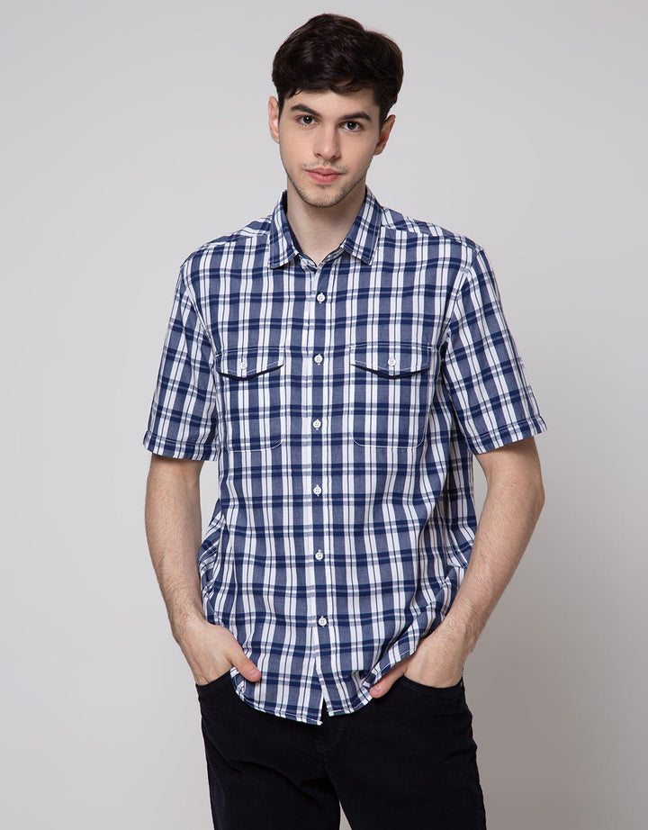 Lois Short Sleeve Shirt Motif Kotak-Kotak