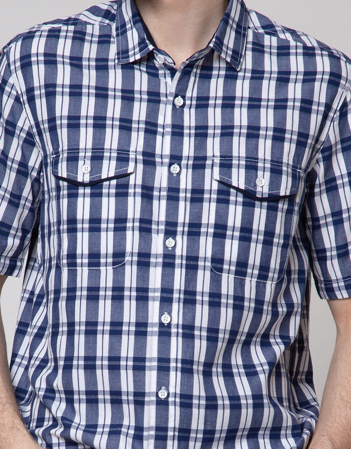 Lois Short Sleeve Shirt Motif Kotak-Kotak