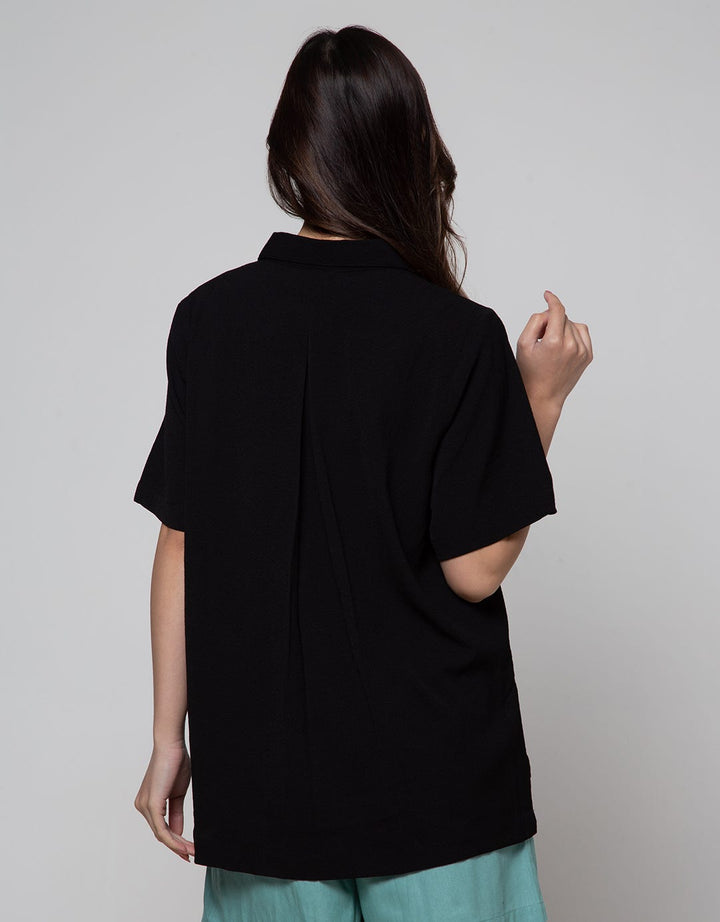 St. Yves Short Sleeve Shirt Poly Creepe Blouse