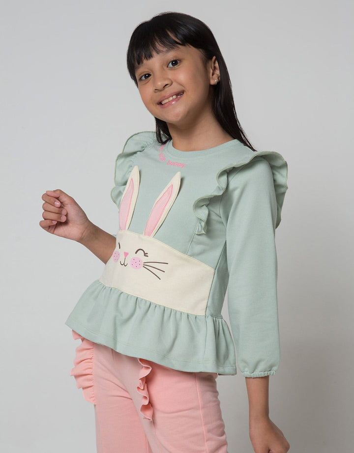 Little M Long Sleeve T-Shirt Aplikasi Bunny Ruffle