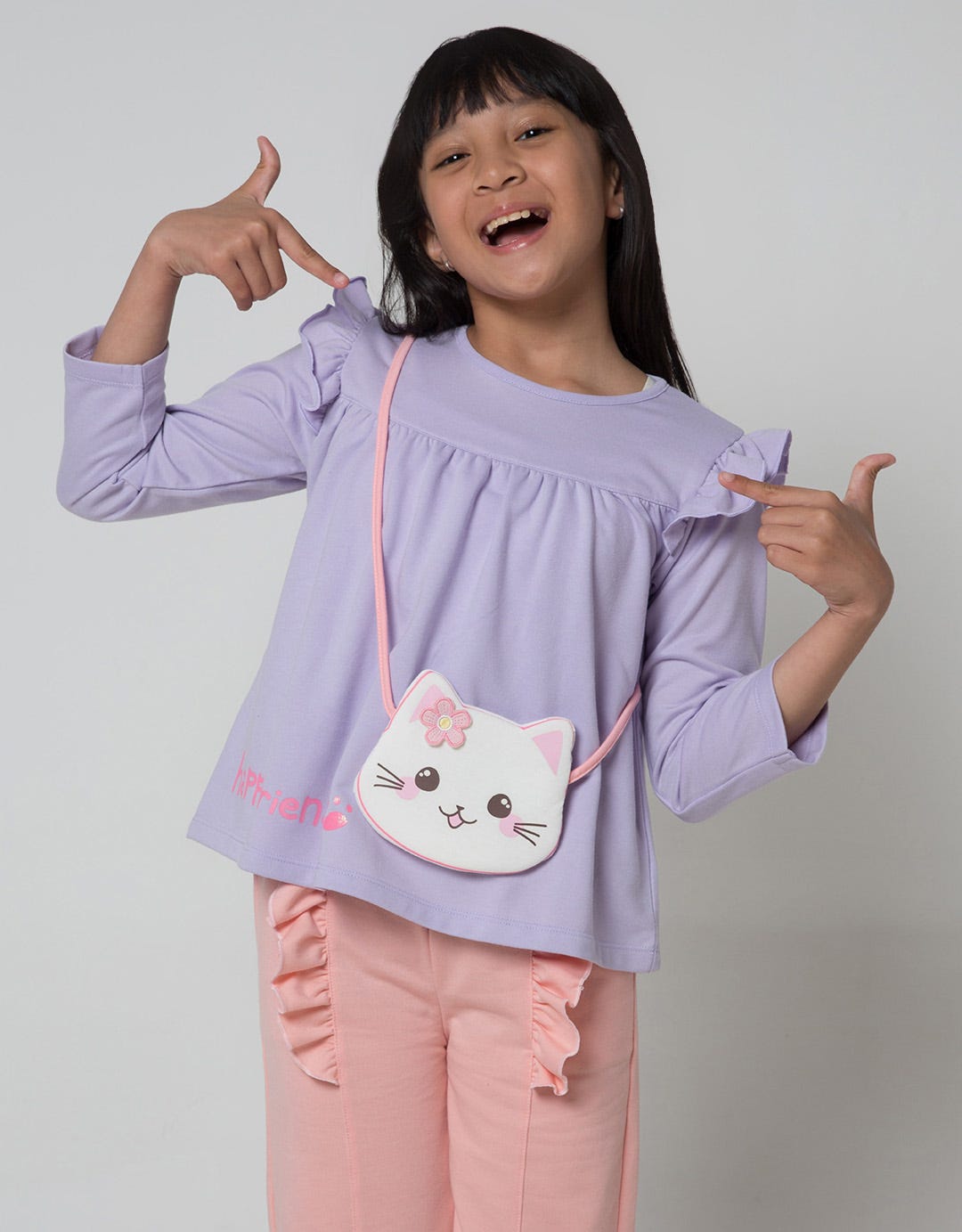 Little M Long Sleeve Cat Bag T-Shirt