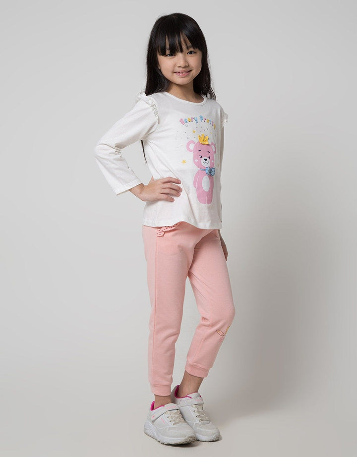 Little M Bear Print Kaos Anak Perempuan