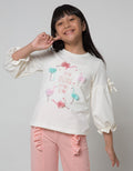 Little M Long Sleeve T-Shirt Flamingo Pompom Balloon Sleeves