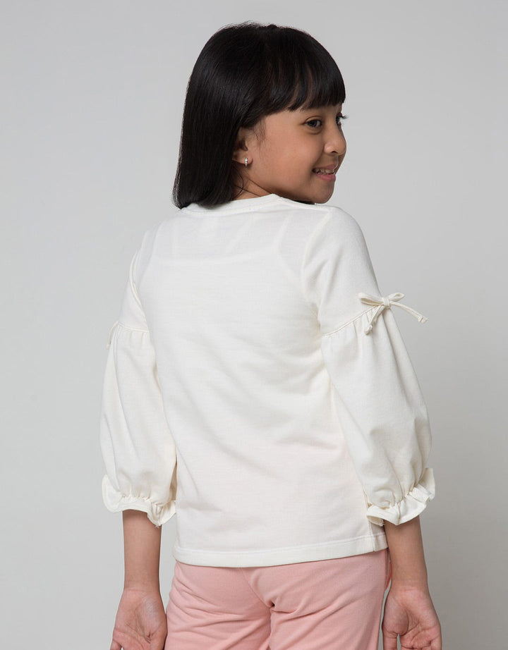 Little M Long Sleeve T-Shirt Flamingo Pompom Balloon Sleeves
