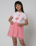 Little M Short Sleeve Midi Dress Tutu Tile Sleeves Flamingo
