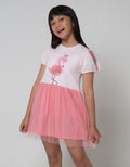 Little M Short Sleeve Midi Dress Tutu Tile Sleeves Flamingo