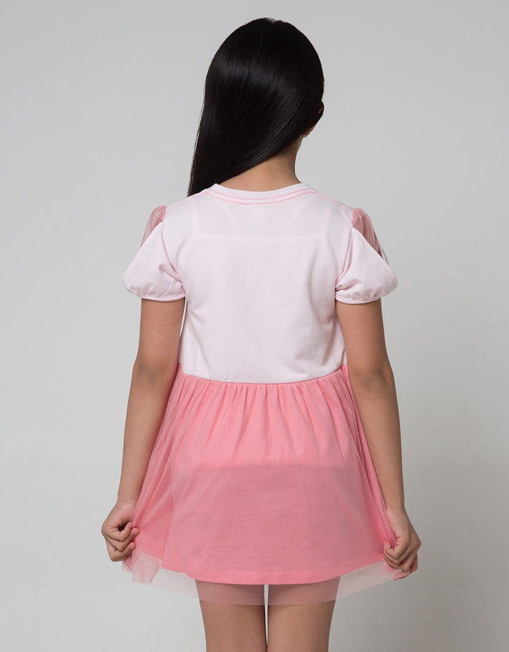 Little M Short Sleeve Midi Dress Tutu Tile Sleeves Flamingo