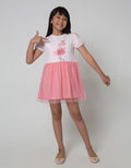 Little M Short Sleeve Midi Dress Tutu Tile Sleeves Flamingo