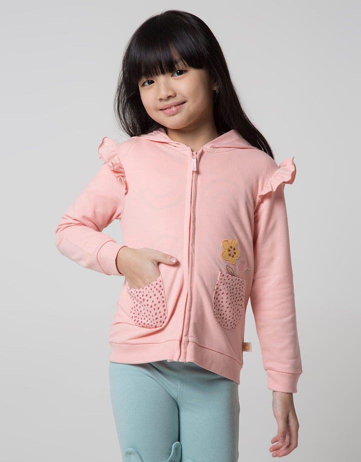 Little M Jacket Hoodie Aplikasi Kuping Kantong Dots