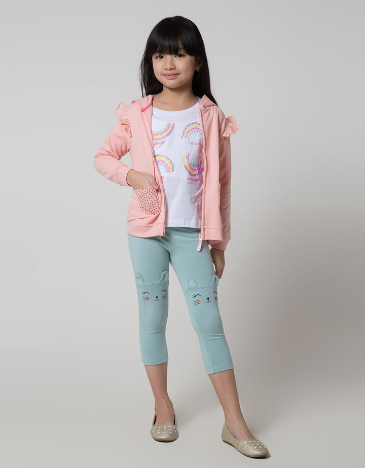 Little M Jacket Hoodie Aplikasi Kuping Kantong Dots