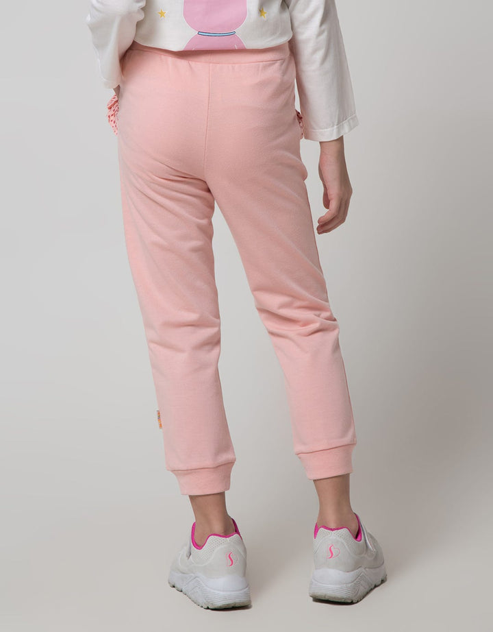 Little M Jogger Kantong Ruffle Aplikasi Bunga