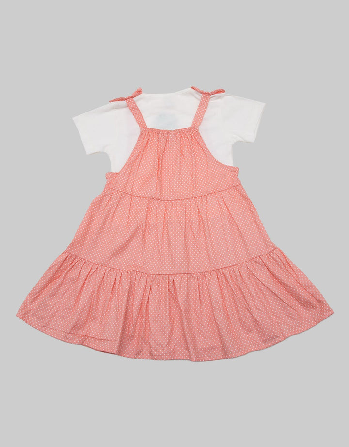 Little M Short Sleeve Midi Dress Overall Woven Polka Dot