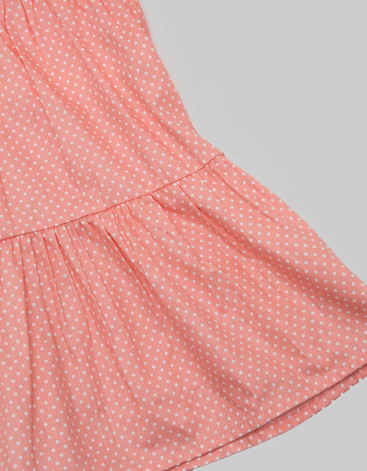 Little M Short Sleeve Midi Dress Overall Woven Polka Dot