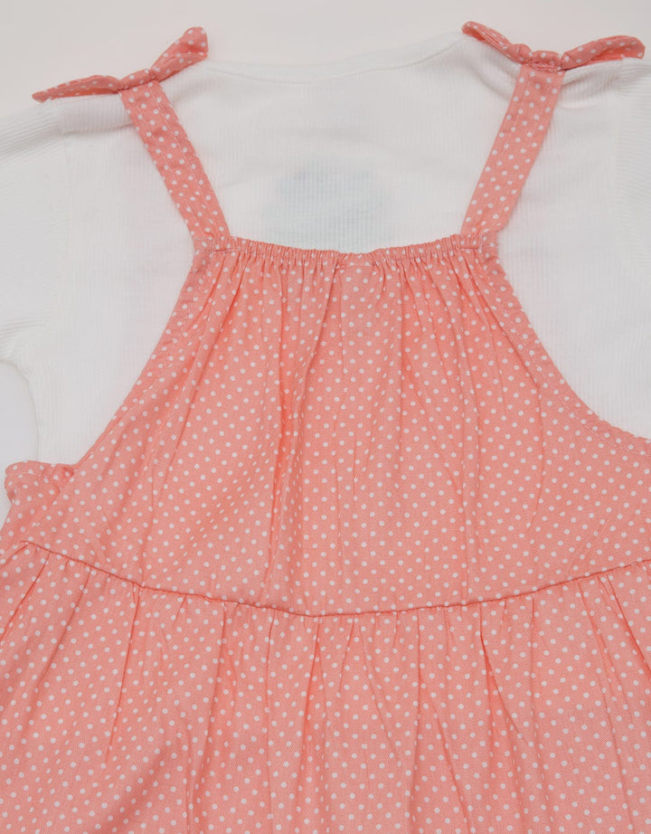 Little M Short Sleeve Midi Dress Overall Woven Polka Dot