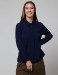 Connexion Long Sleeve Shirt Plain Basic Hidden Buttons