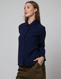 Connexion Long Sleeve Shirt Plain Basic Hidden Buttons