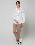 Cardinal Kemeja Koko Formal Motif Warna Kontras