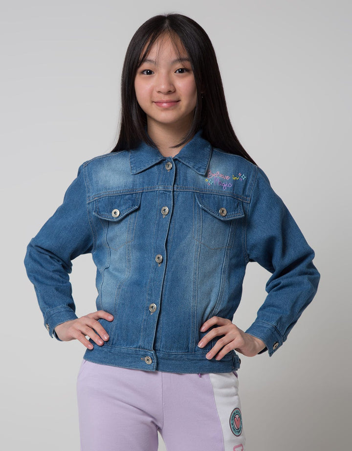 Aero Denim Jacket Unicorn Embroidery Color