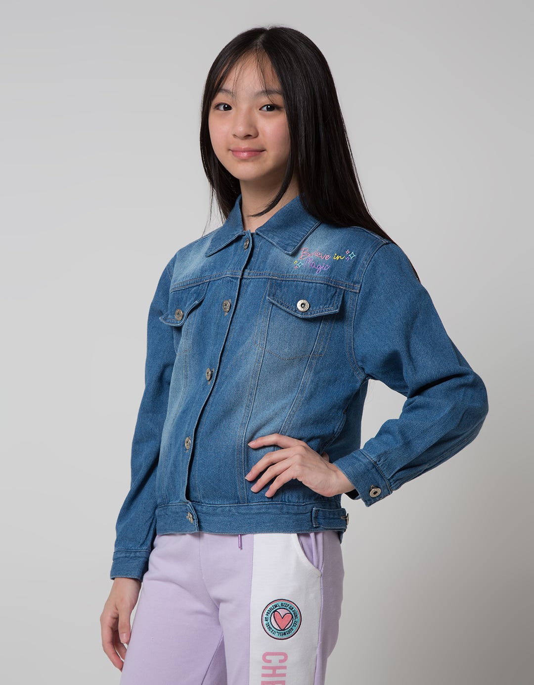 Aero Denim Jacket Unicorn Embroidery Color