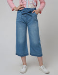 Aero Denim Long Pants Culotte Waist Paperbag
