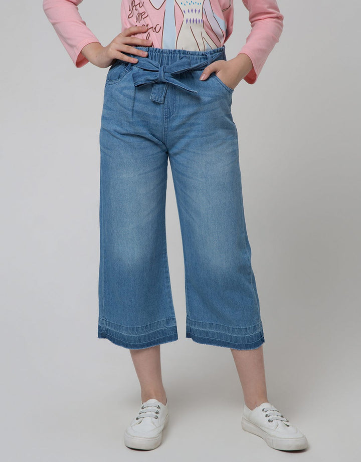 Aero Denim Long Pants Culotte Waist Paperbag