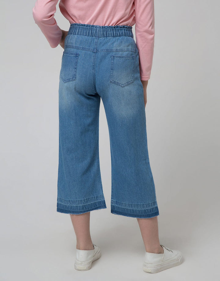 Aero Denim Long Pants Culotte Waist Paperbag