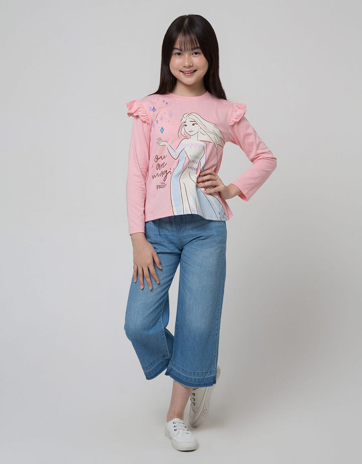 Aero Denim Long Pants Culotte Waist Paperbag