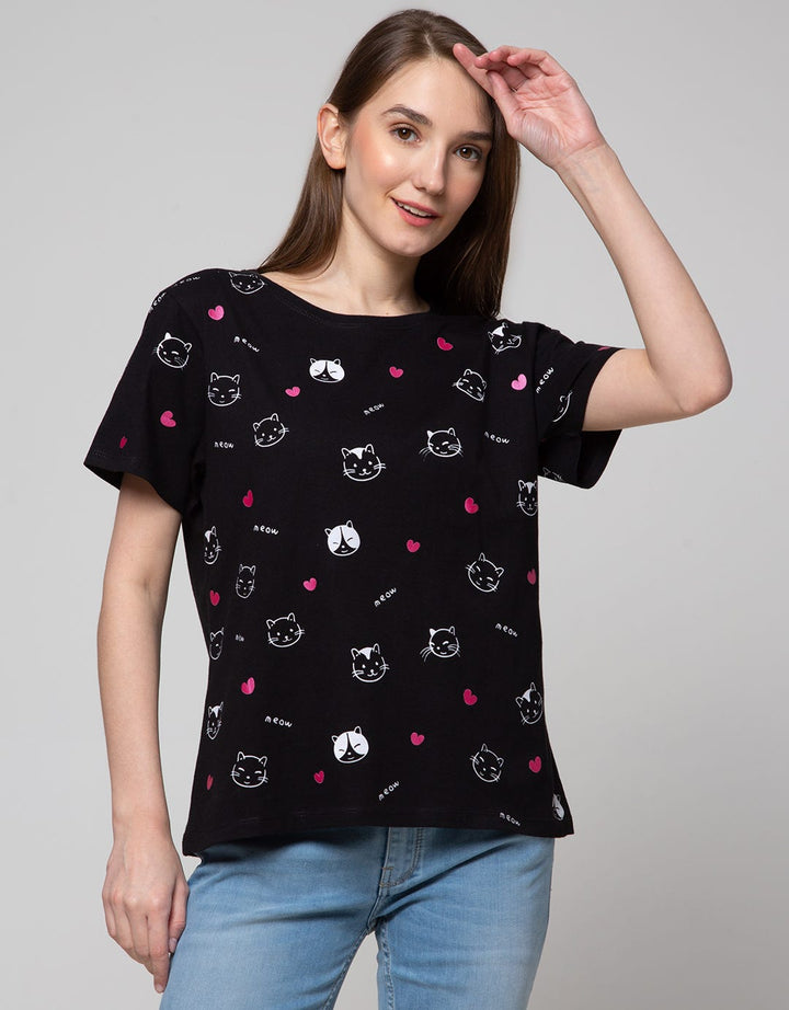 Nevada Short Sleeve T-Shirt Print Cat Meow