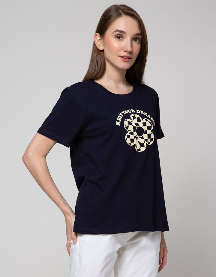 Nevada Keep Smiling Print Kaos Wanita