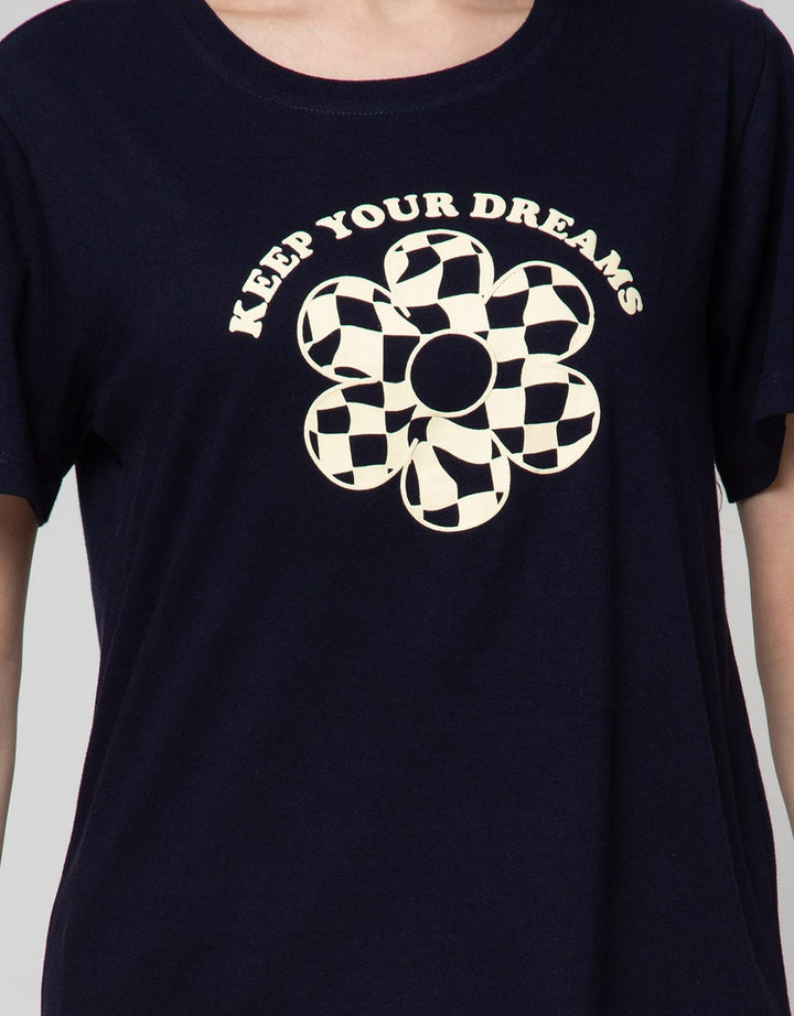 Nevada Keep Smiling Print Kaos Wanita