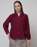 St. Yves Long Sleeve Blouse Puff Blouse With Mop Button