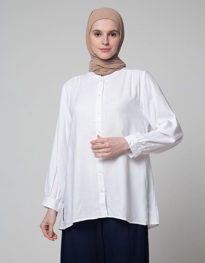 Annisa Long Sleeve Shirt Textured Dobby Plain