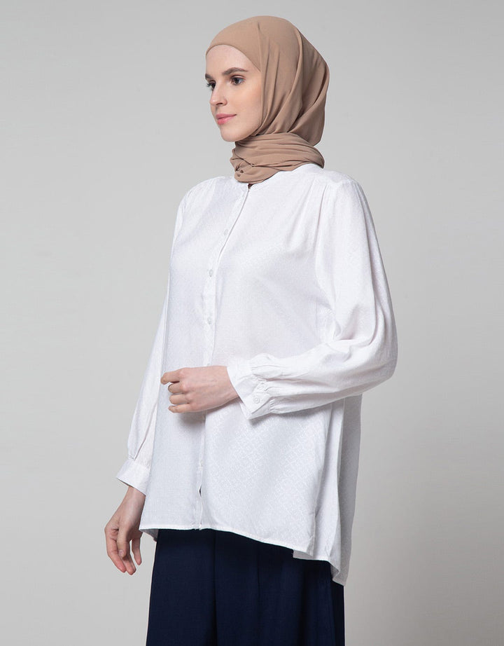 Annisa Long Sleeve Shirt Textured Dobby Plain