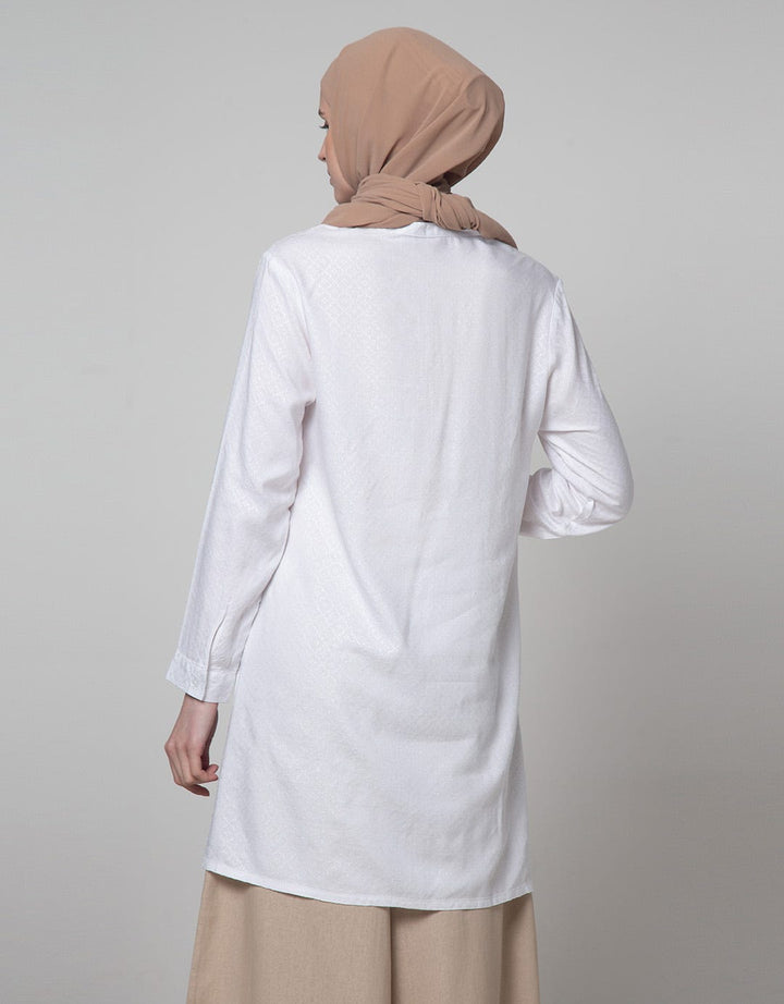Annisa Long Sleeve Shirt Textured Dobby Long Blouse Plain