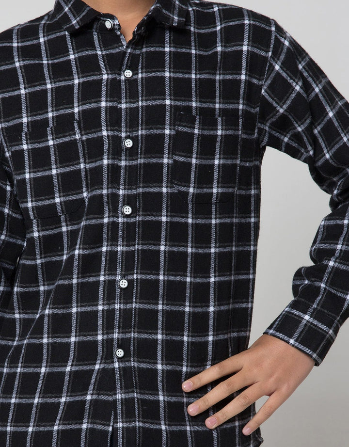 Aero Long Sleeve Shirt Flannel White Check