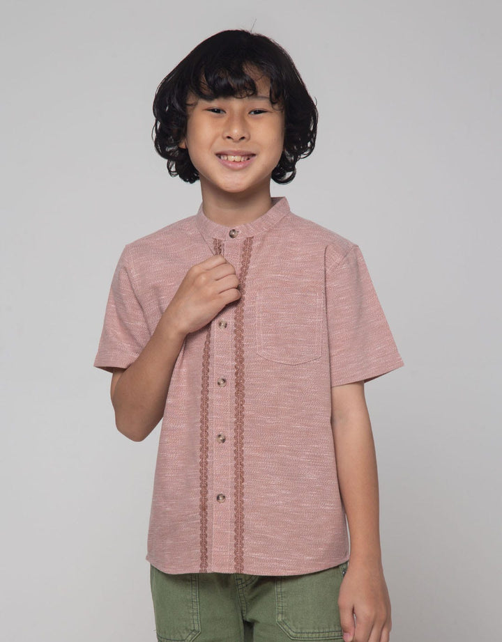 Little M Short Sleeve Shirt Seasonal Cairo Linen Pattern