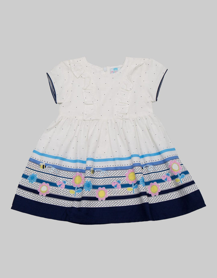 Pipiniko Short Sleeve Midi Dress with Bee and Flower Border