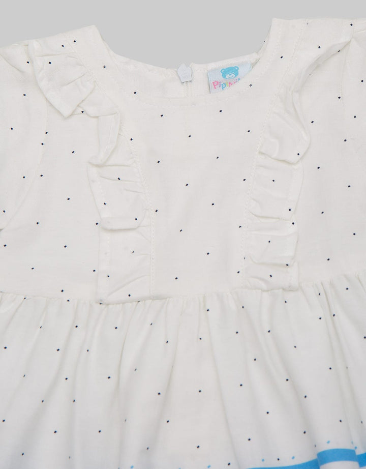 Pipiniko Short Sleeve Midi Dress with Bee and Flower Border