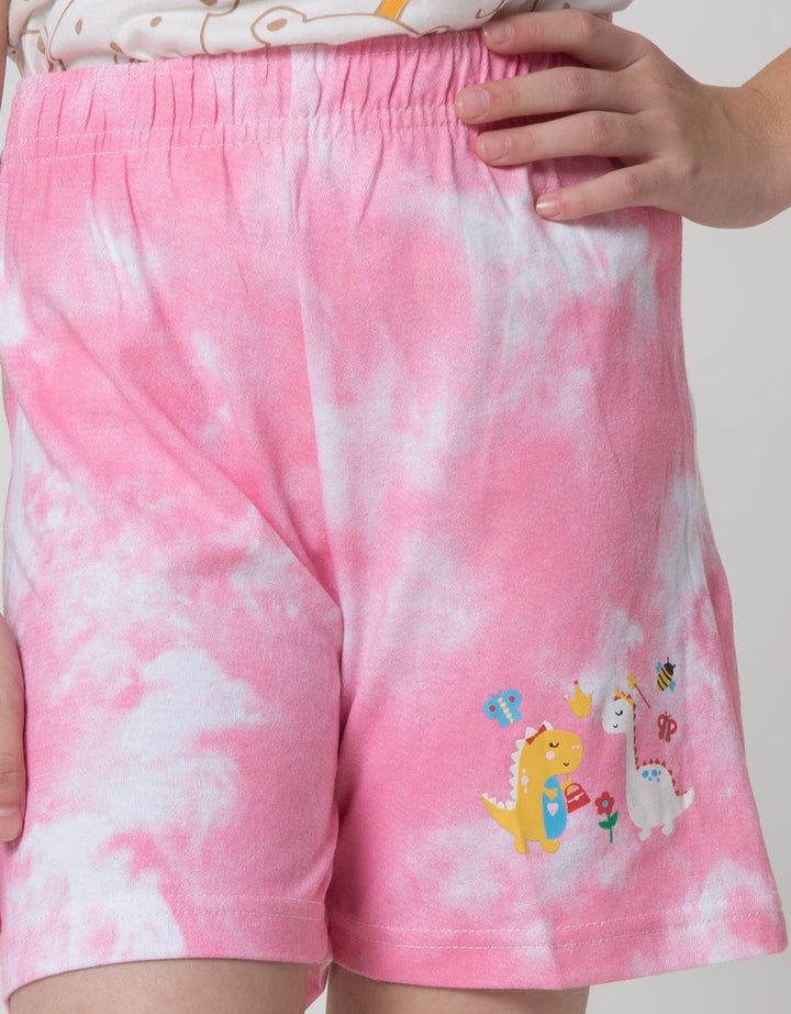 Little M Short Pants Tie Dye Screen Printing Dino 2