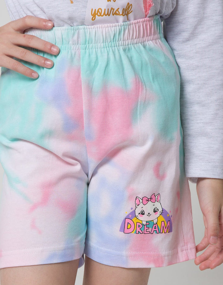 Little M Short Pants Tie Dye Sablon Cat