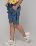 Little M Short Denim Print Shark Piping Samping