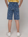 Little M Short Denim Print Shark Piping Samping
