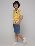 Little M Short Denim Print Shark Piping Samping