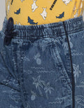 Little M Short Denim Print Shark Piping Samping