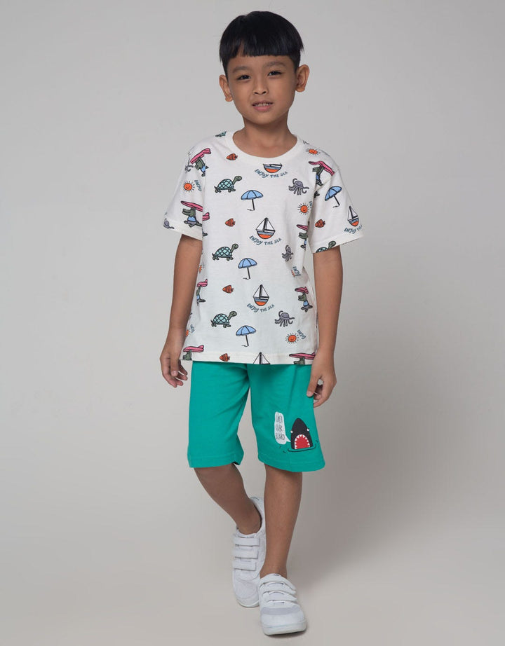 Little M Short Knit Shark Lunch Over Board