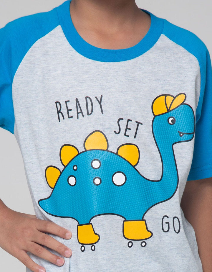 Little M Top-Bottom Set Raglan Dino